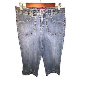 Gloria Vanderbilt Women’s Size 6  embroidered‎ sequin denim capris pant Vintage